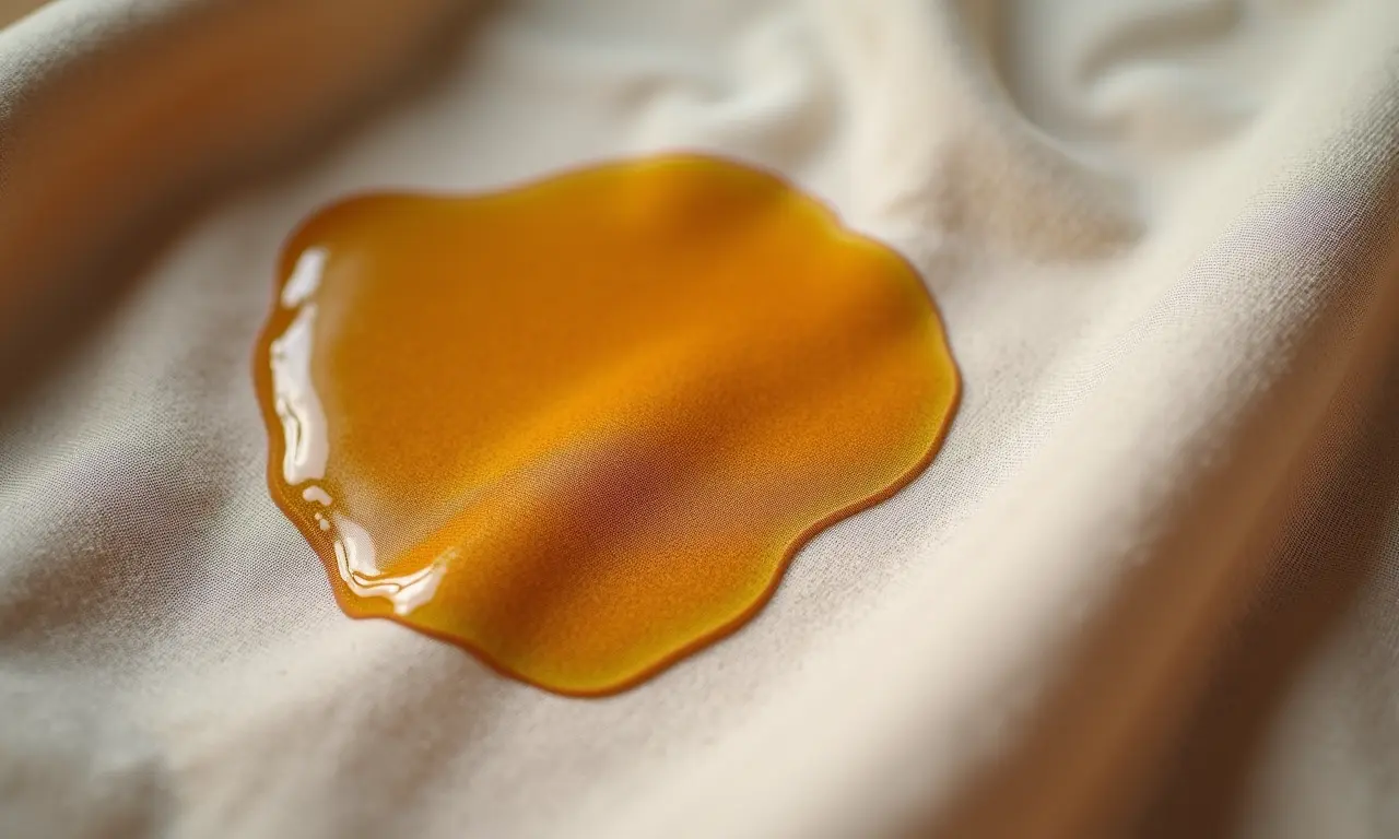 Mancha de óleo corporal em tecido.