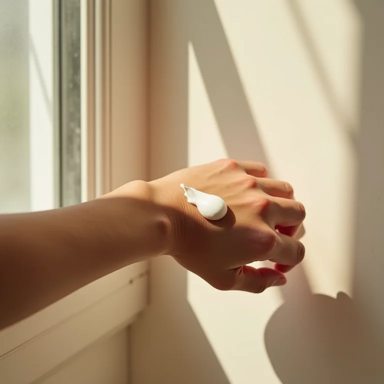 Mão aplicando hidratante hipoalergênico