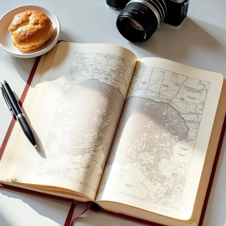 Mapa de Madrid com itens de planejamento de viagem