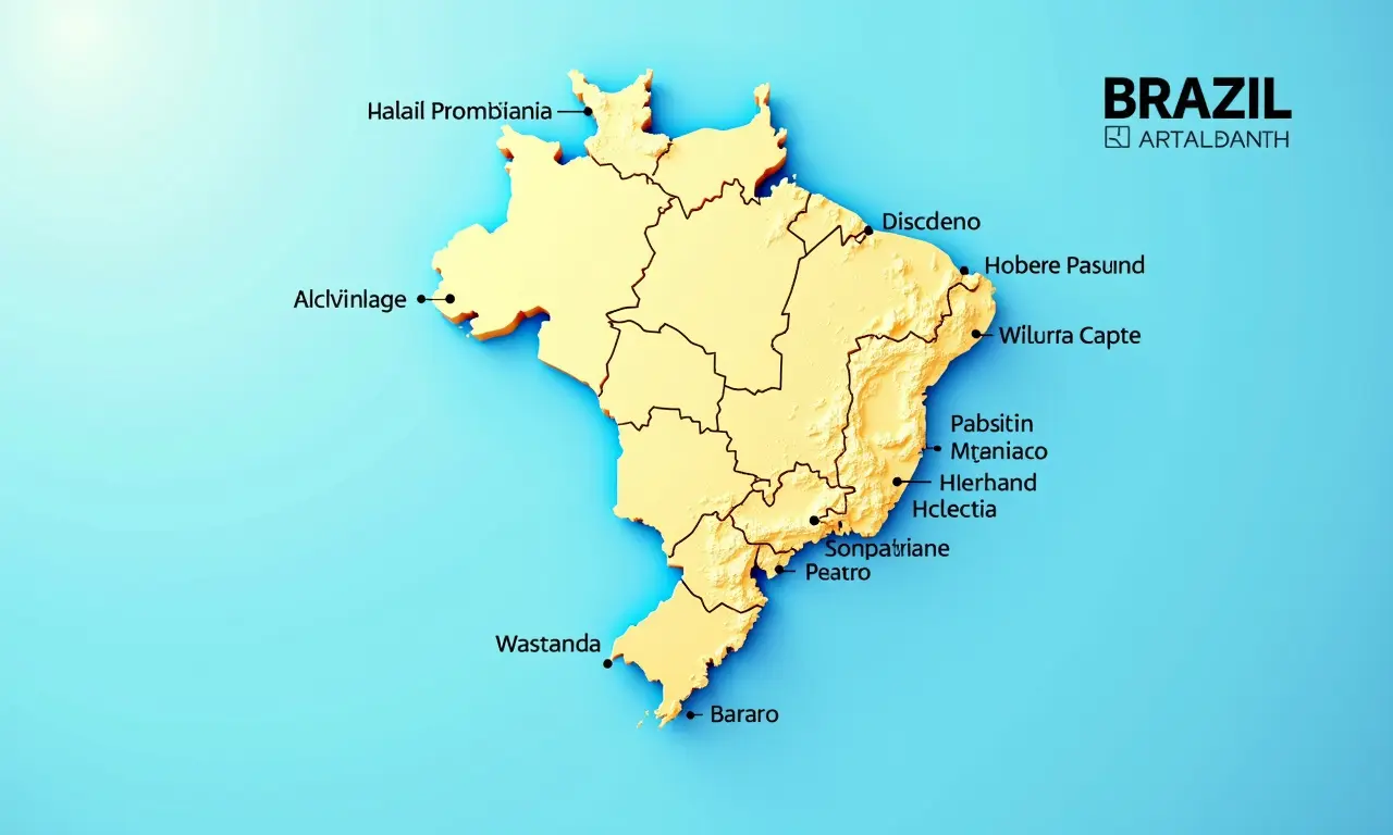 Mapa do Nordeste com destaque para destinos de praia e locadora de carros.