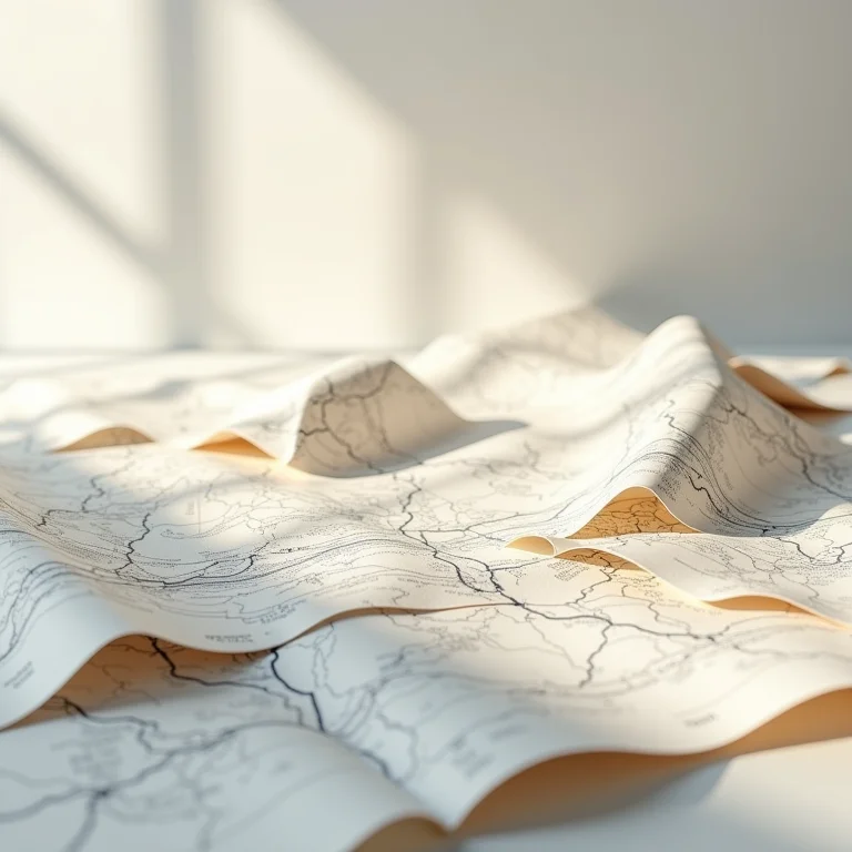 Mapas rodoviários impressos dispostos artisticamente