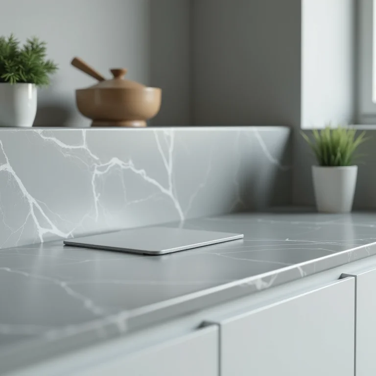 Materiais de baixa qualidade em cozinha cinza