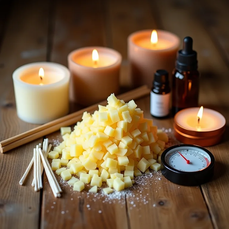 Materiais essenciais para fazer velas.