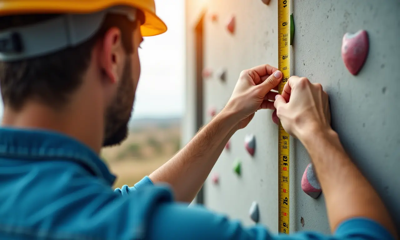Medindo a altura ideal da parede de escalada para crianças.