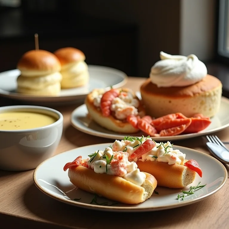 Mesa com comidas típicas de Boston