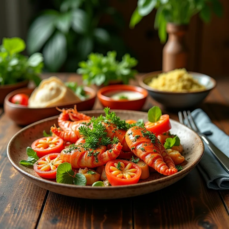 Mesa com pratos da culinária caiçara