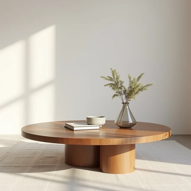 Mesa de centro redonda como destaque na decoração da sala