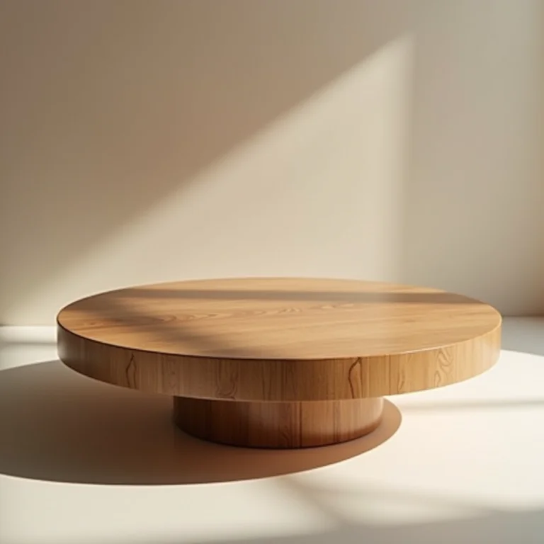 Mesa de centro redonda de madeira com design atemporal