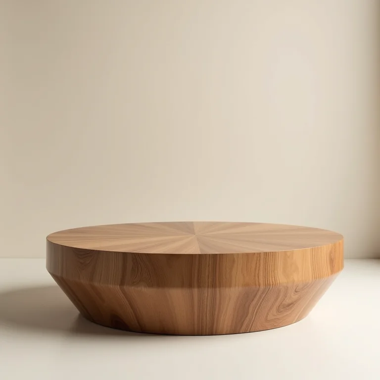 Mesa de centro redonda de madeira