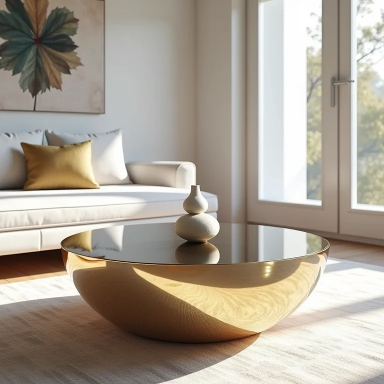 Mesa de centro redonda espelhada