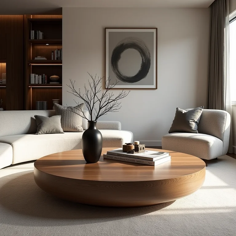 Mesa de centro redonda grande para salas espaçosas