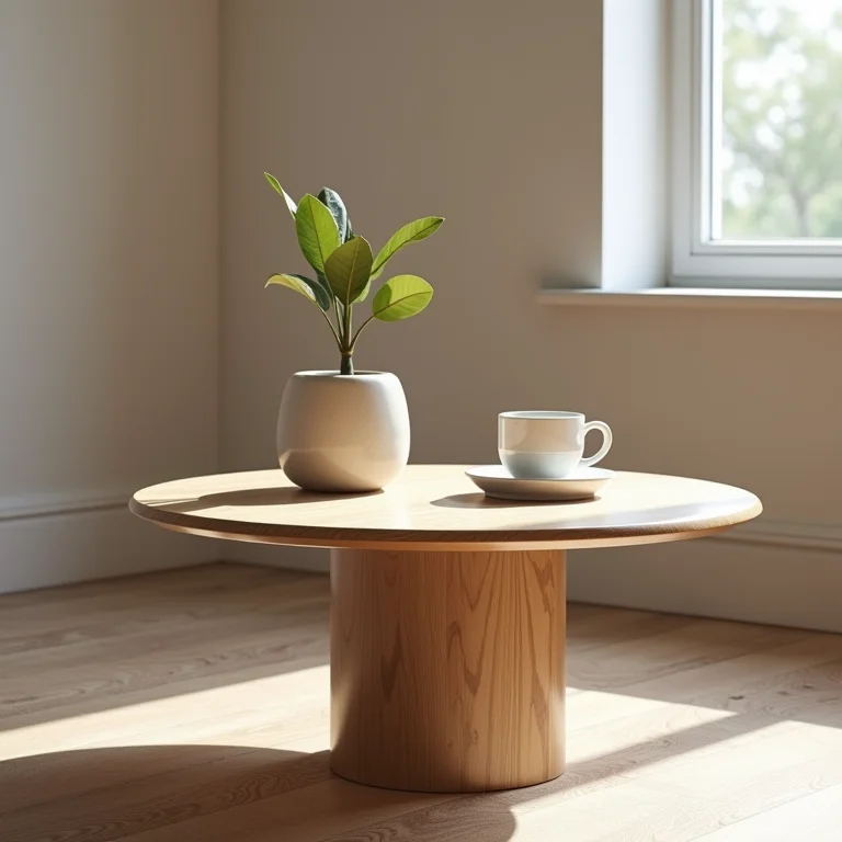 Mesa de centro redonda pequena ideal para espaços compactos