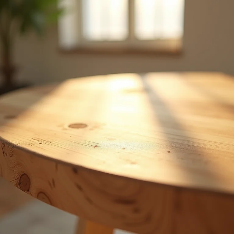 Mesa redonda de madeira com textura natural e design aconchegante