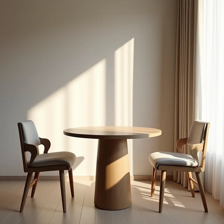 Mesa redonda otimizando espaço em apartamento pequeno