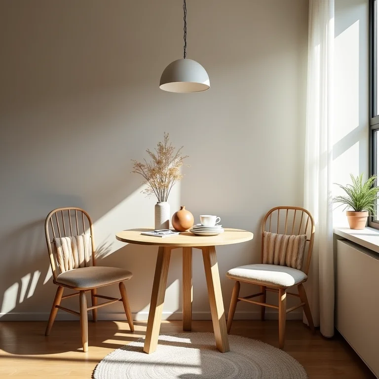 Mesa redonda para espaços pequenos otimizando o ambiente