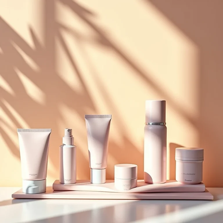 Mídia kit profissional com produtos de beleza.