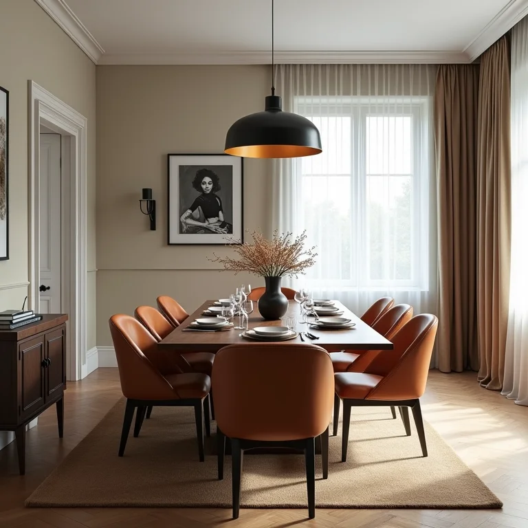Mobiliário desproporcional em sala de jantar pequena