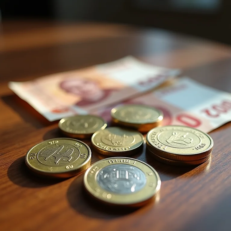 Moedas e notas da moeda polonesa Zloty dispostas artisticamente