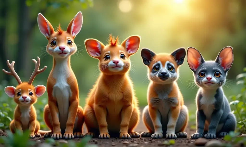 Montagem de fotos de animais estranhos e exóticos.