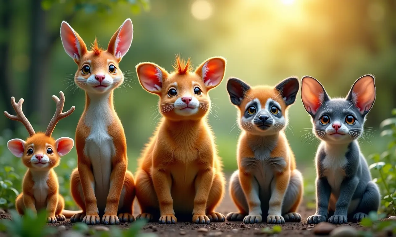 Montagem de fotos de animais estranhos e exóticos.