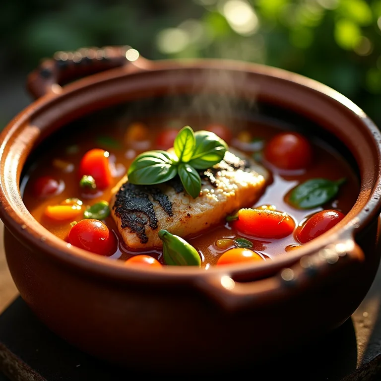Moqueca Capixaba borbulhando em panela de barro