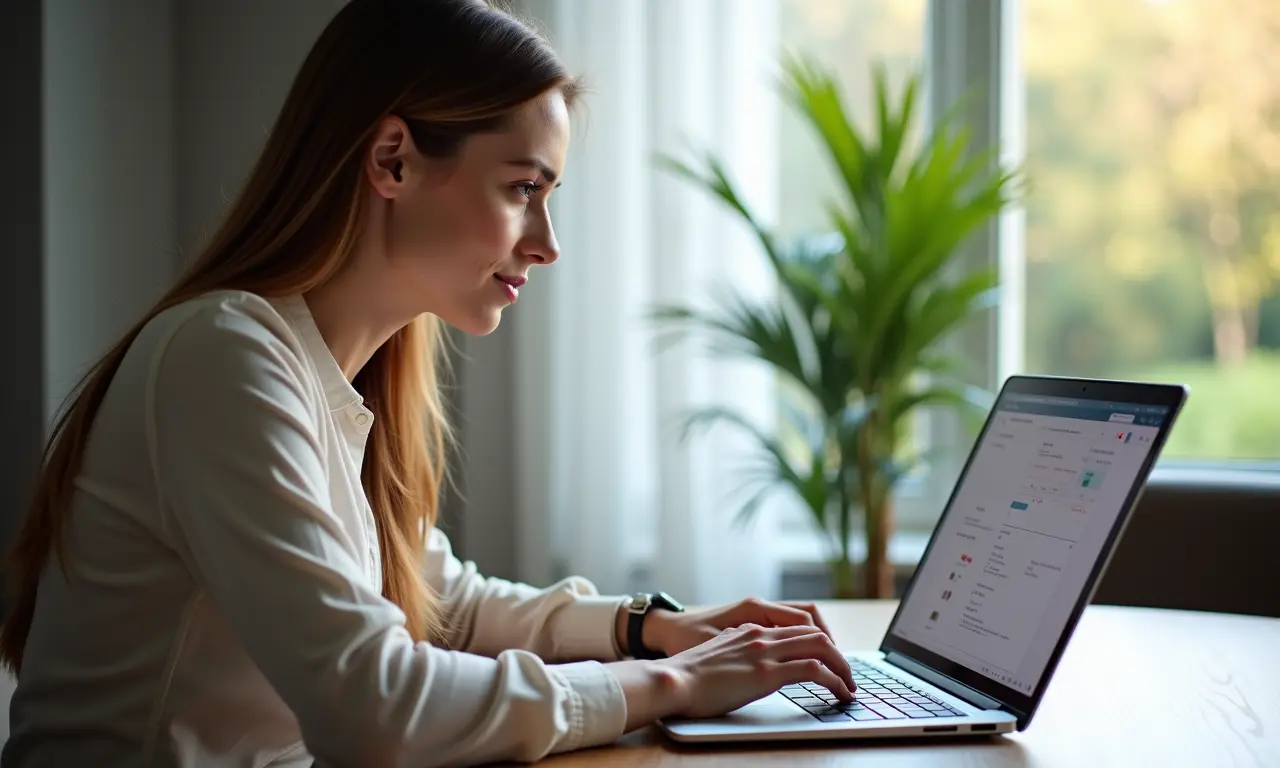 Mulher agendando atendimento na Polícia Federal online.