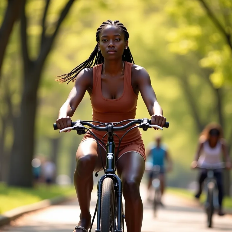 Mulher andando de bicicleta no Central Park
