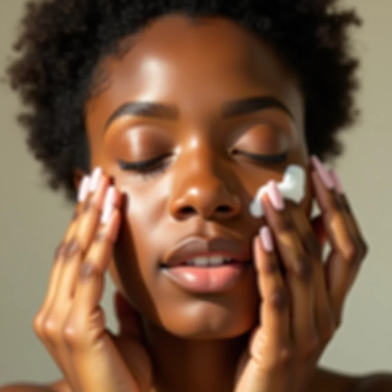 Mulher aplicando hidratante no rosto