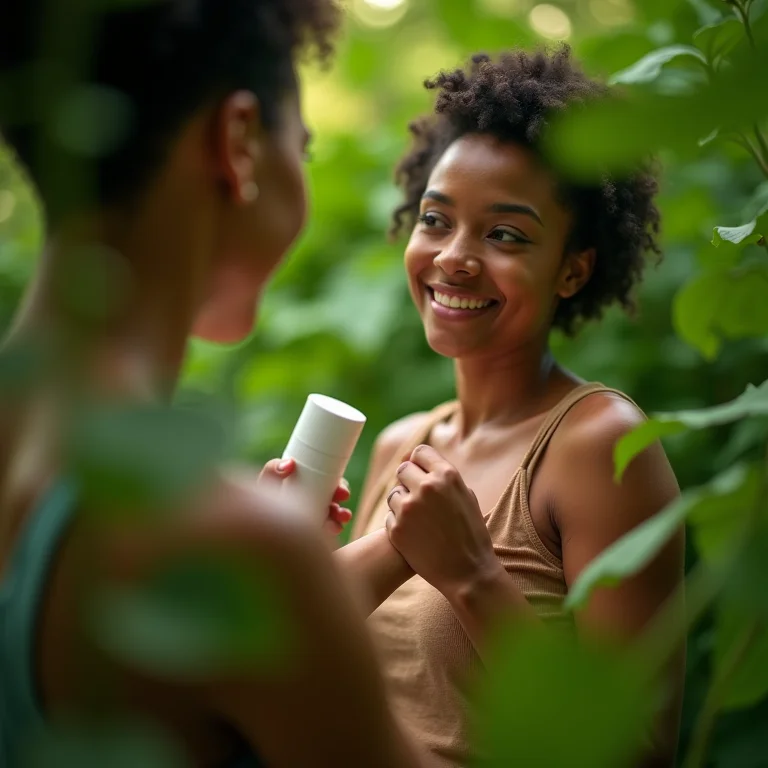Mulher aplicando repelente contra borrachudos no Litoral Norte