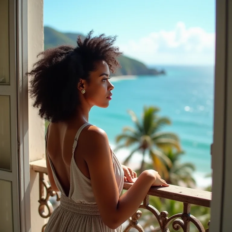 Mulher apreciando a vista de Ipanema