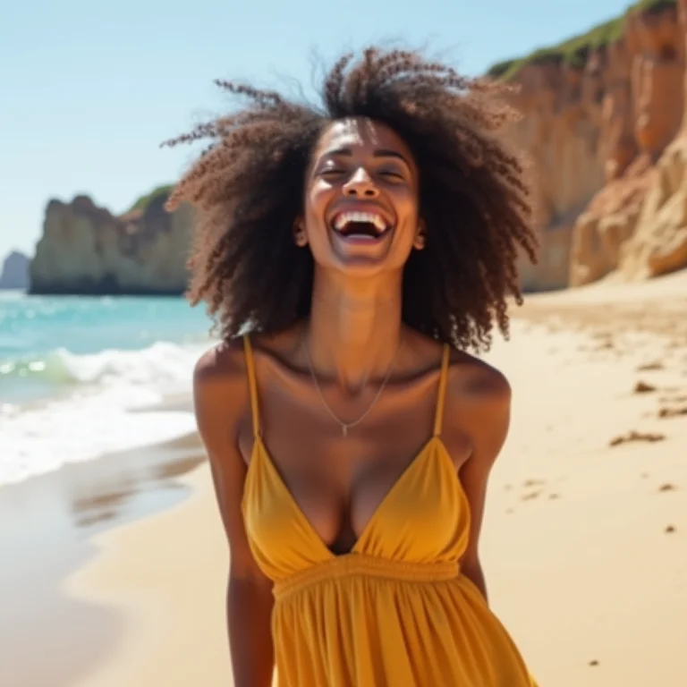 Mulher aproveitando a praia de Canoa Quebrada