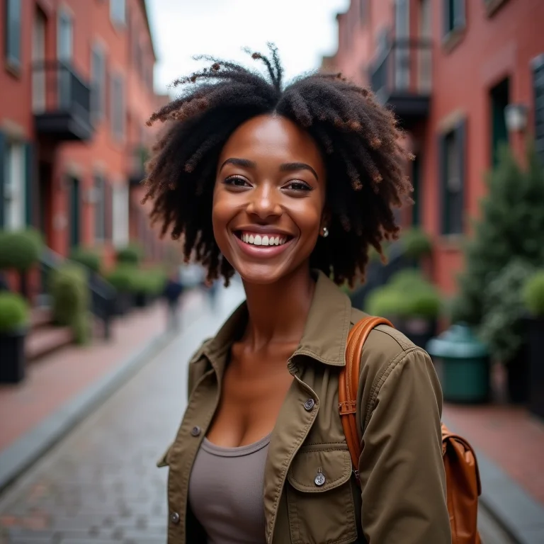 Mulher caminhando sem rumo em Boston.