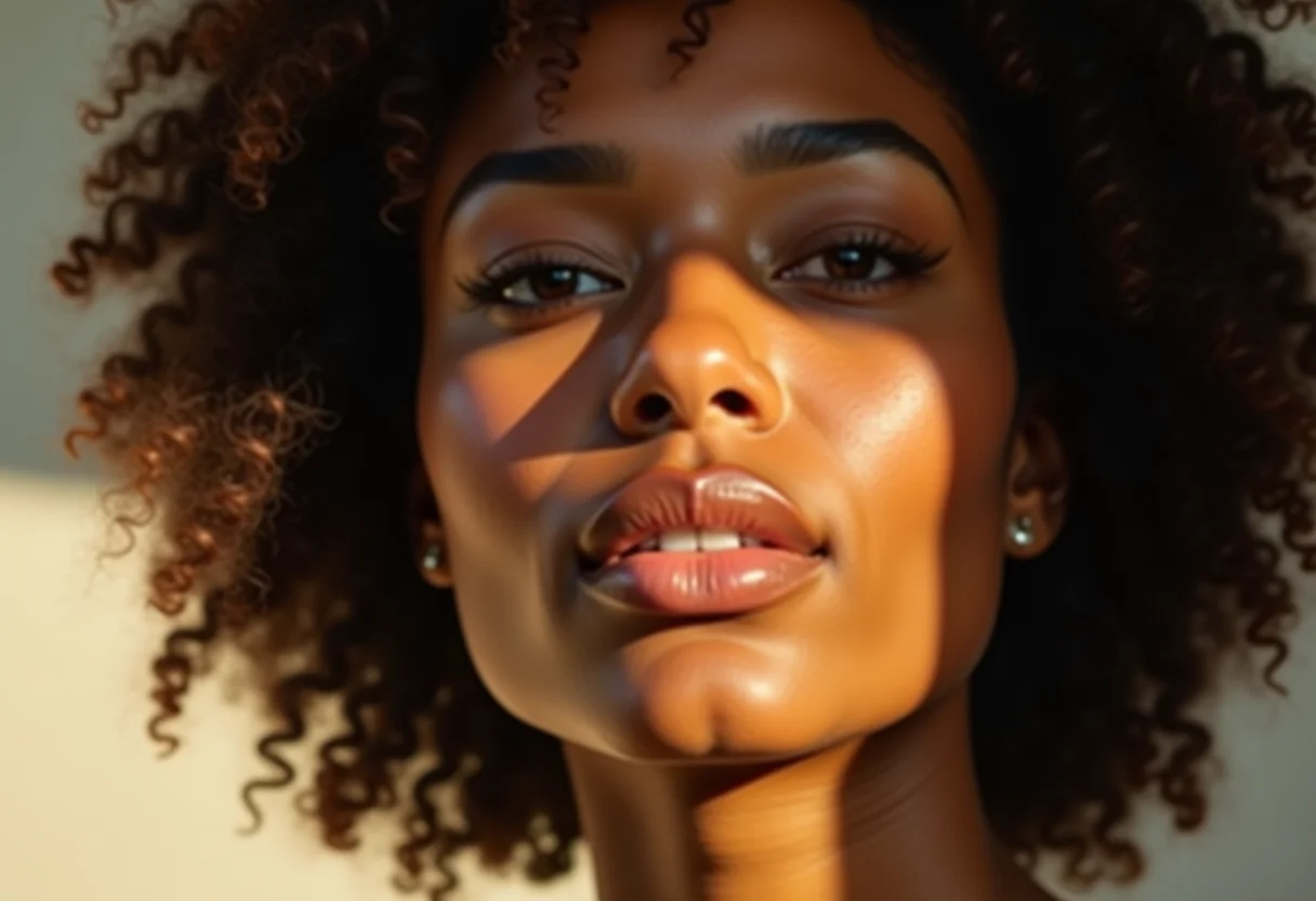 Mulher com cabelo brilhante e saudável