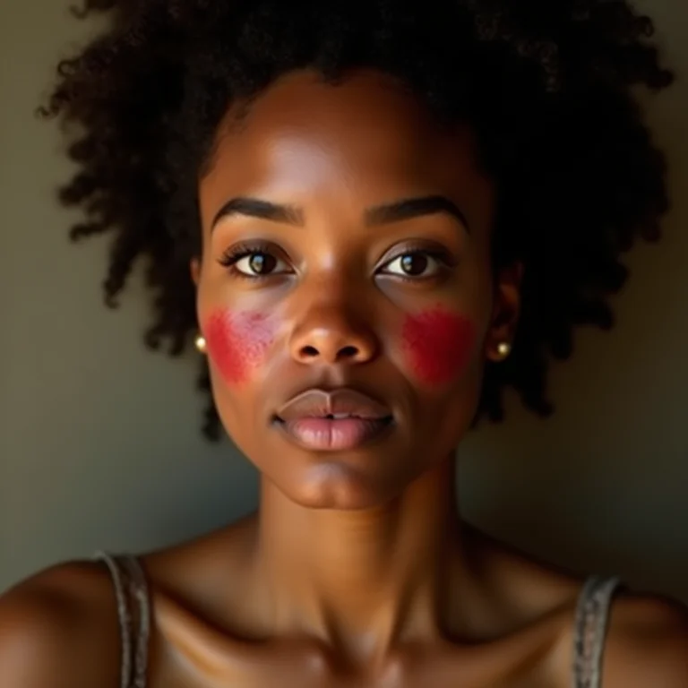 Mulher com irritação e vermelhidão na pele