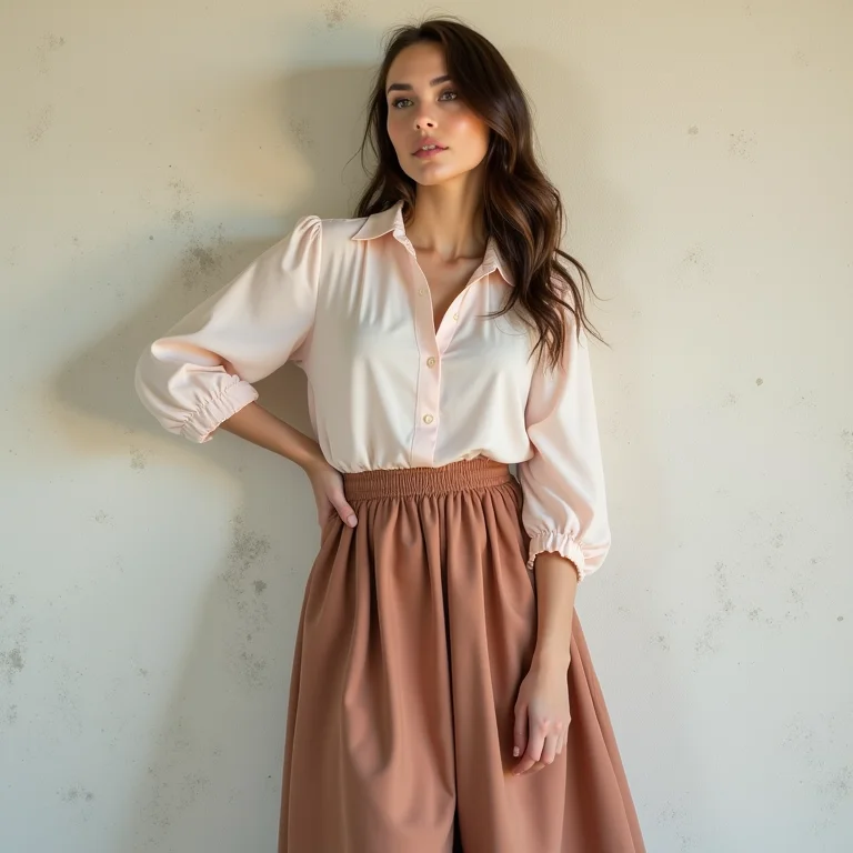 Mulher com saia midi estilosa para batizado