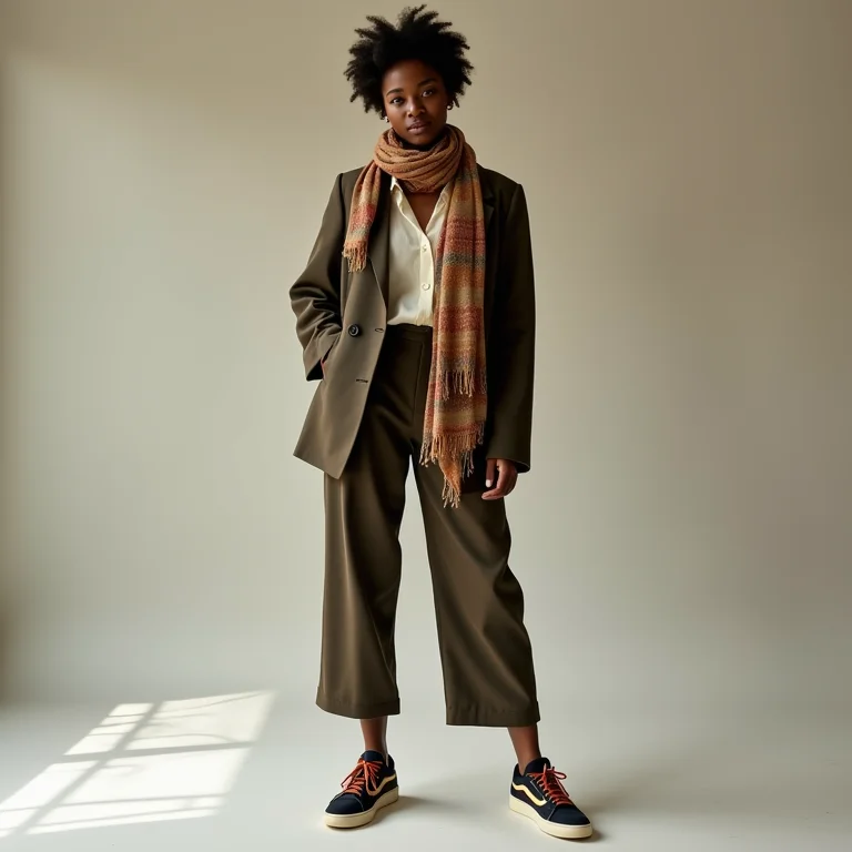 Mulher confiante misturando estilos diferentes.