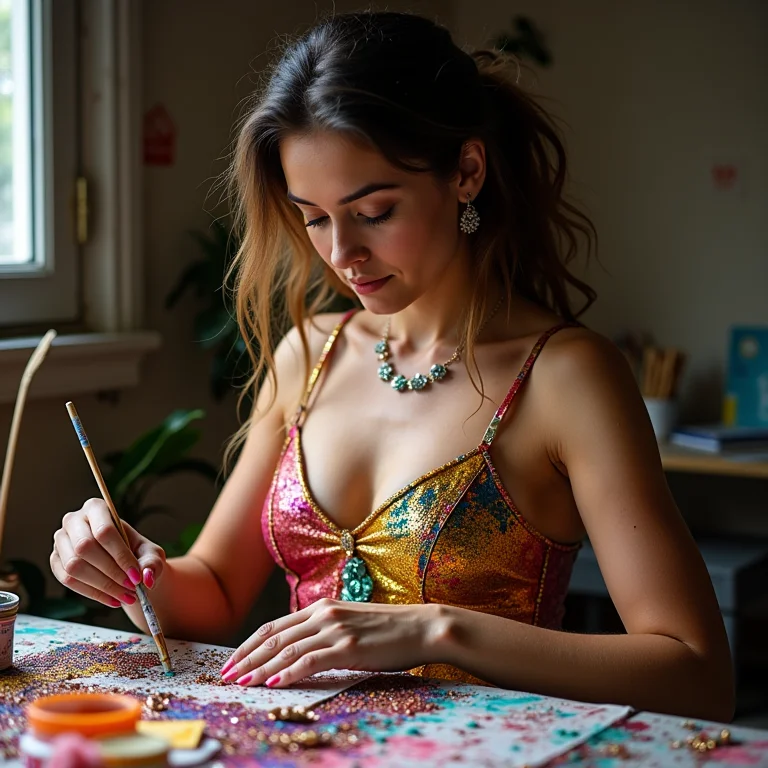 Mulher customizando um abadá para o Carnaval.