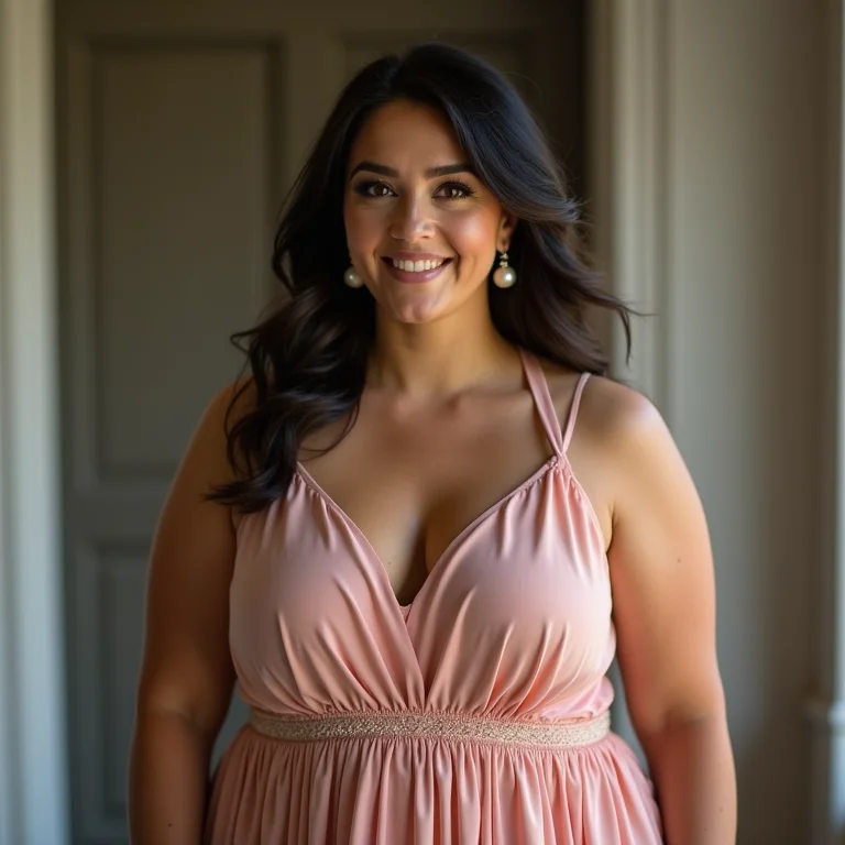 Mulher elegante com vestido midi para batizado