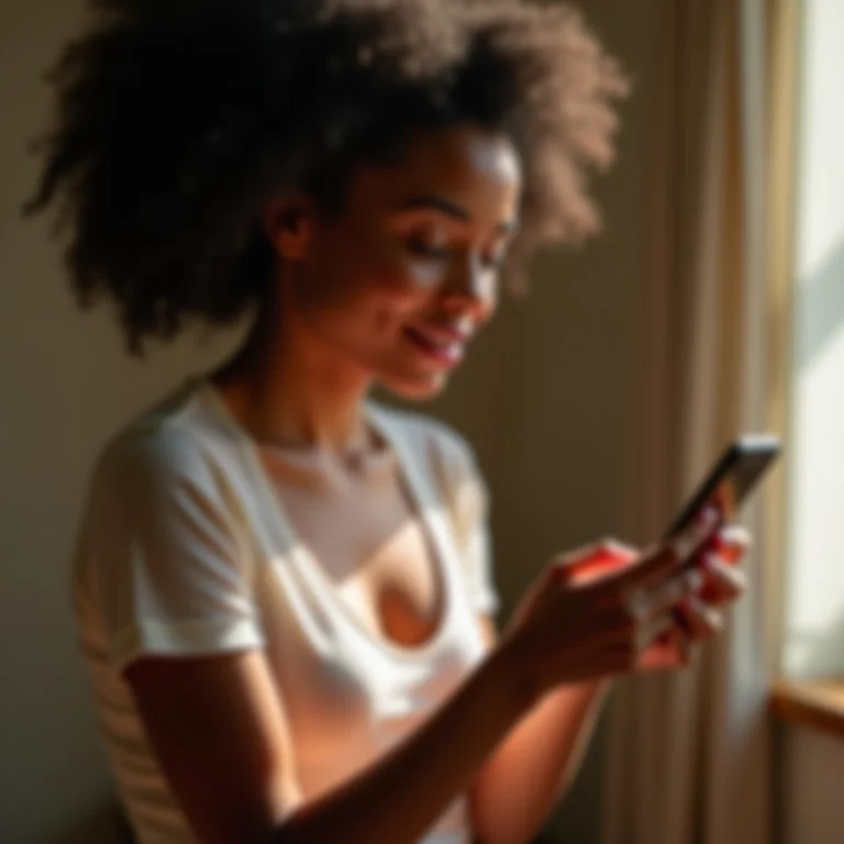 Mulher encontrando amostras grátis nas redes sociais de marcas de beleza