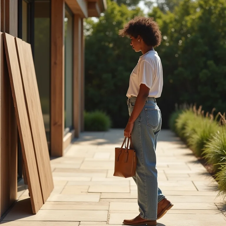 Mulher escolhendo piso antiderrapante