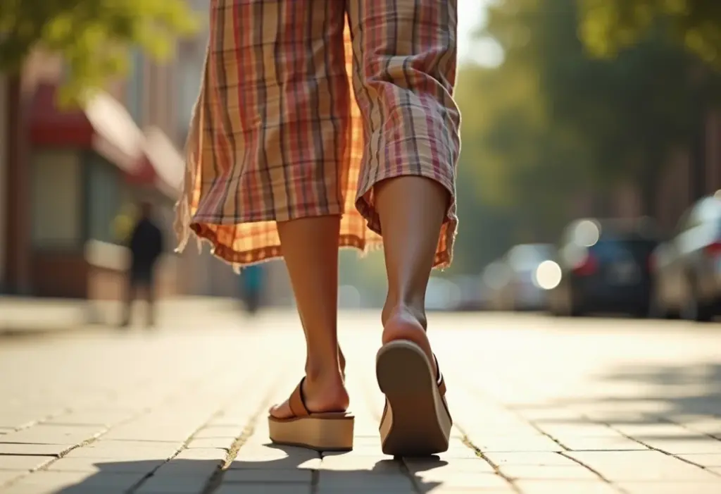 Looks com tamanco plataforma: 5 erros que você precisa evitar Mulher estilosa usando tamancos plataforma