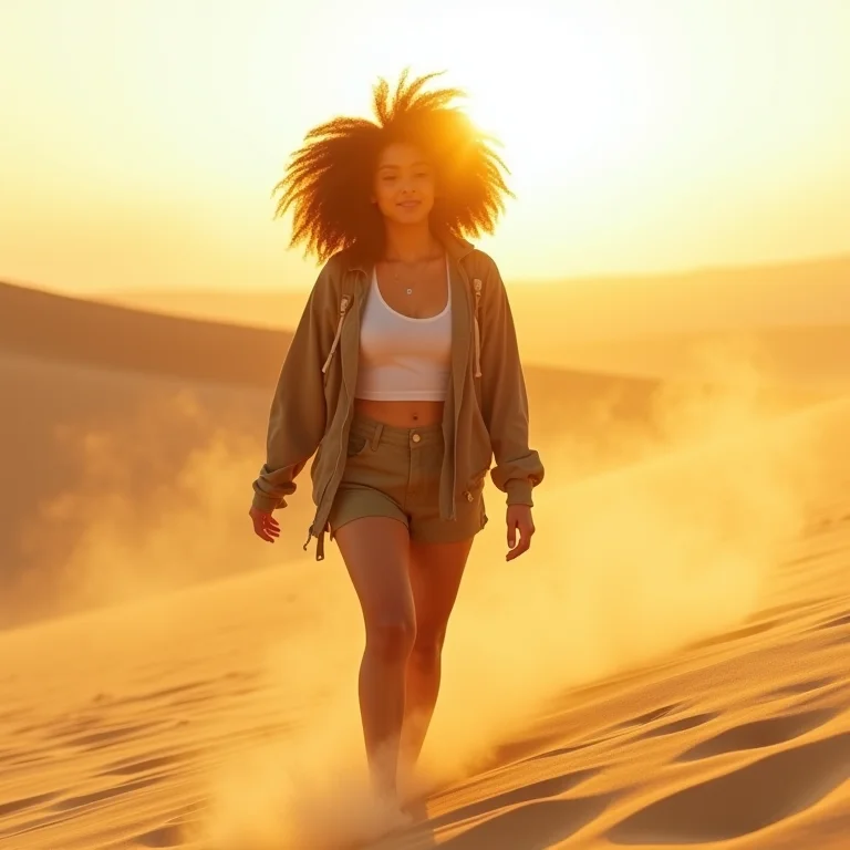 Mulher explorando as dunas douradas do Jalapão.