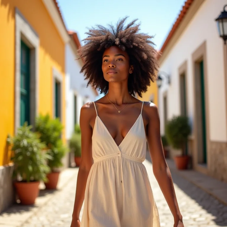 Mulher explorando as ruas de São Miguel dos Milagres