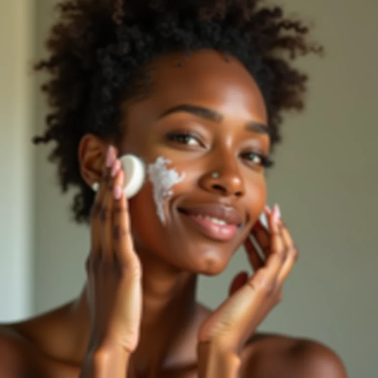 Mulher fazendo limpeza profunda da pele com escova