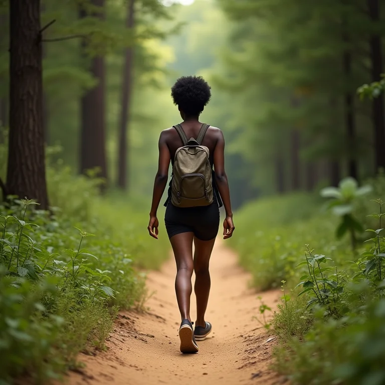 Mulher fazendo trilha ecológica em Mangue Seco