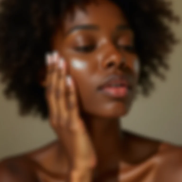 Mulher hidratando a pele do rosto