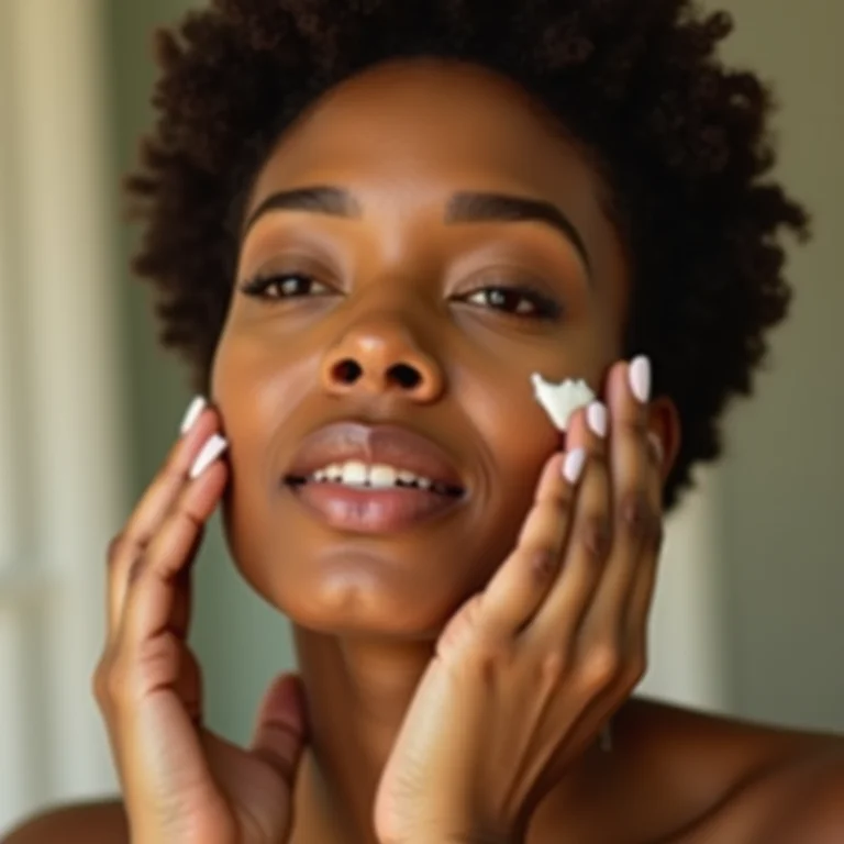 Mulher hidratando o rosto para uma pele macia e radiante