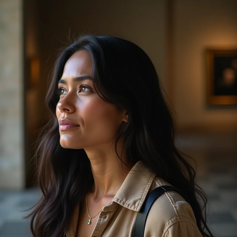 Mulher ignorando museu pequeno em Boston.