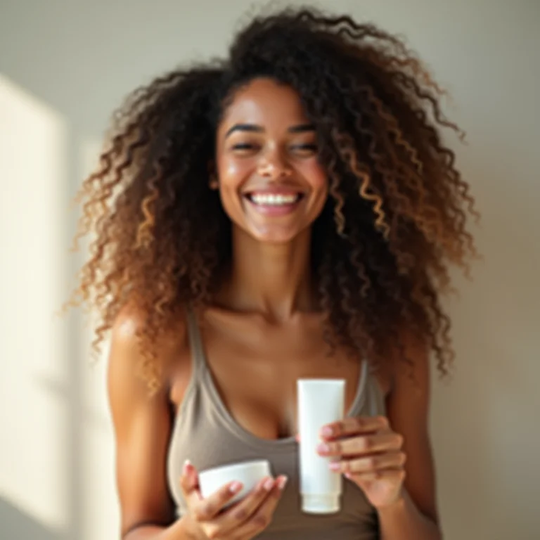 Mulher indicando produtos capilares favoritos