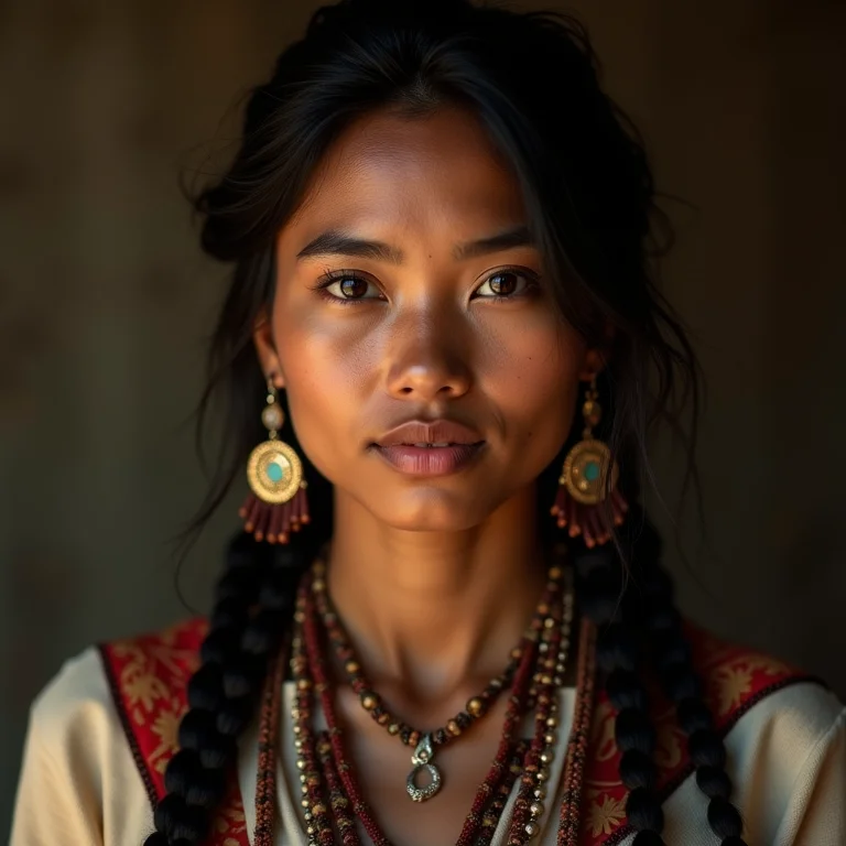 Mulher indígena de Roraima vestindo roupas tradicionais